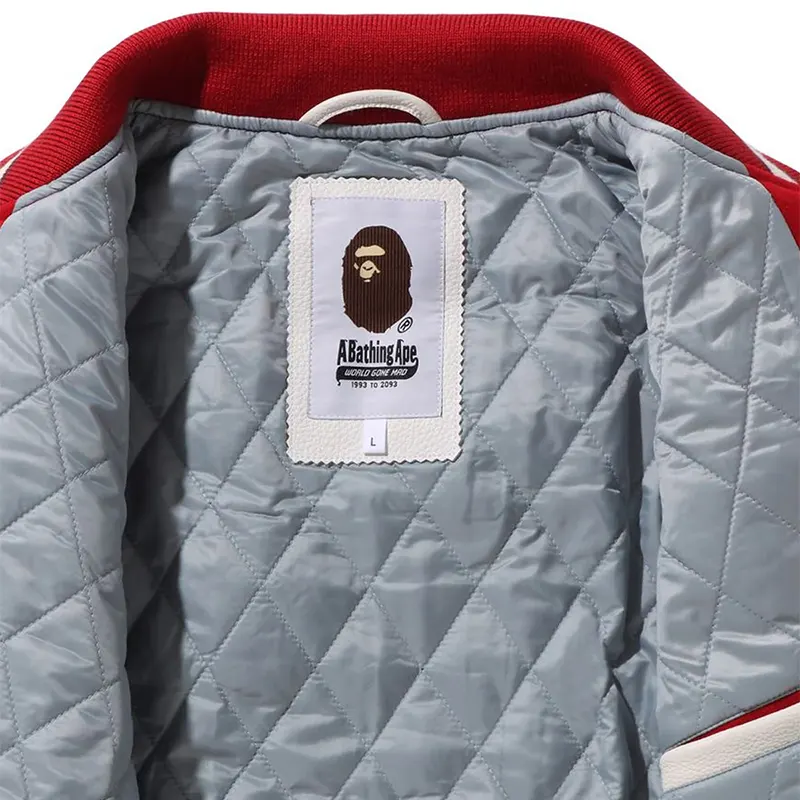 BAPE Multi Motif Red Varsity Jacket - Image 3