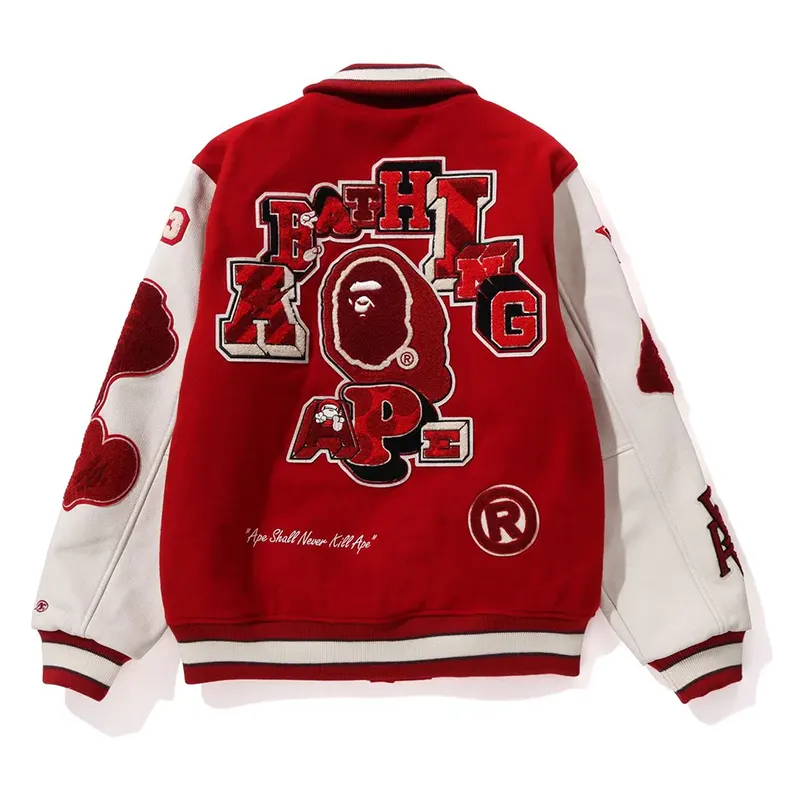 BAPE Multi Motif Red Varsity Jacket - Image 2
