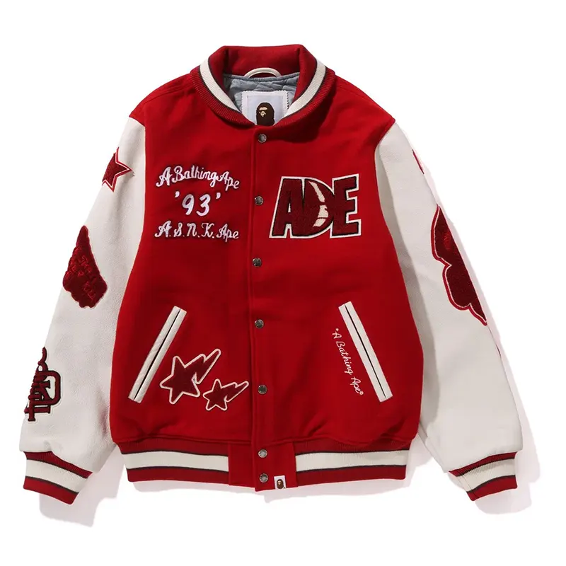 BAPE Multi Motif Red Varsity Jacket