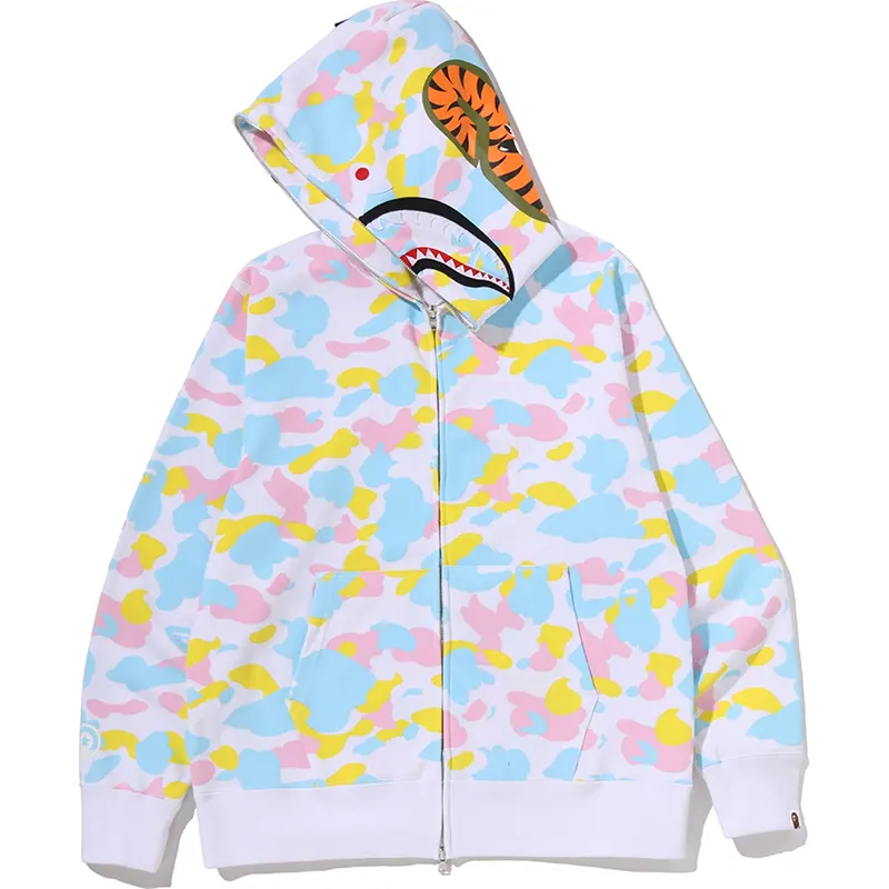 BAPE Multi White Camo Shark Full Zip Hoodie - Image 2