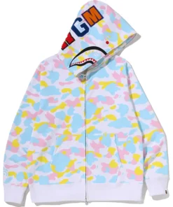 BAPE Multi White Camo Shark Full Zip Hoodie