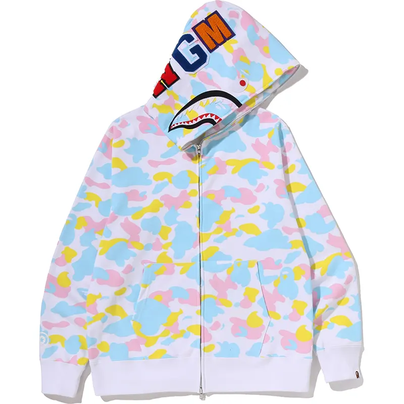 BAPE Multi White Camo Shark Full Zip Hoodie