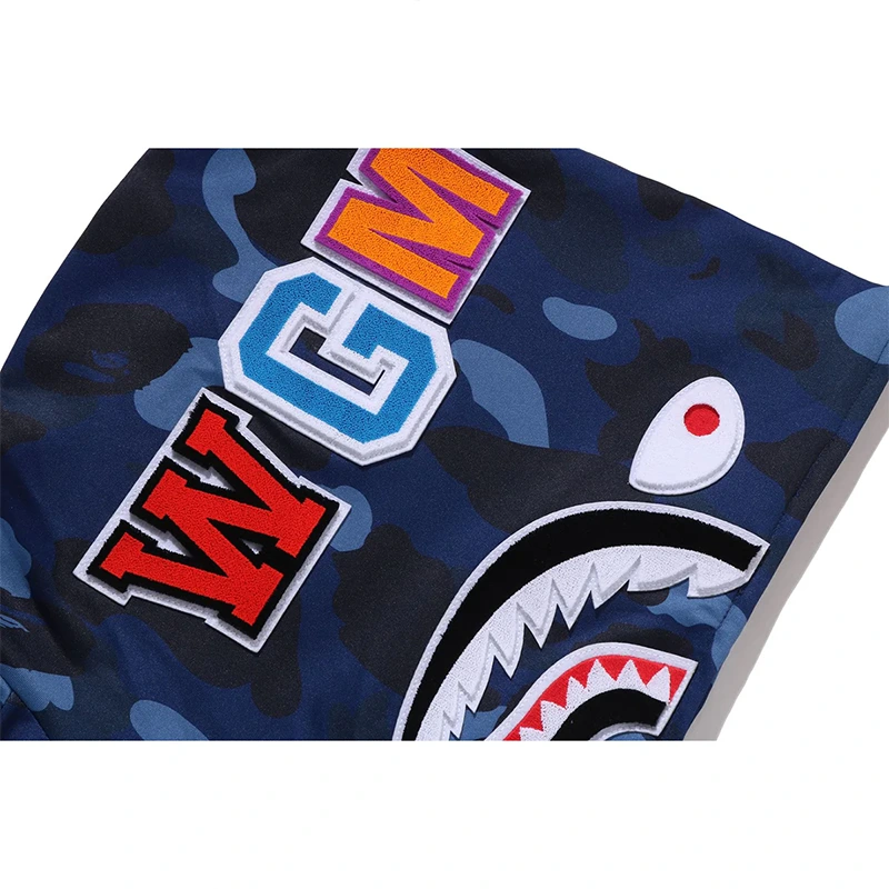 BAPE Navy Color Camo Shark Relaxed Fit Hoodie Track Jacket - Image 5