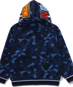 BAPE Navy Color Camo Shark Relaxed Fit Hoodie Track Jacket