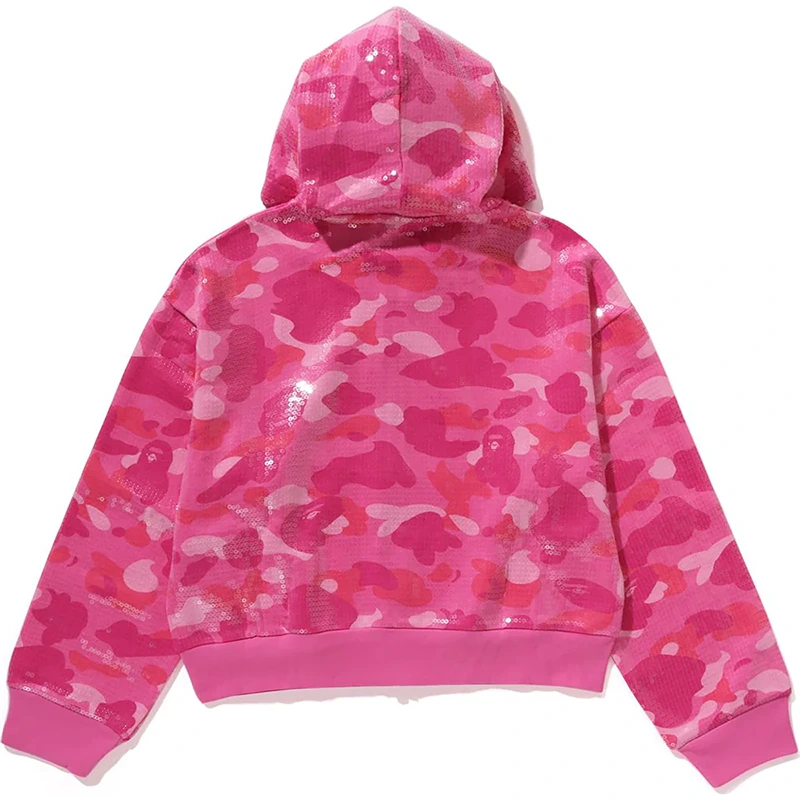 BAPE Color Camo Ape Head Sequin Cropped Full Zip Hoodie - Image 2