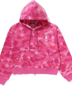 BAPE Color Camo Ape Head Sequin Cropped Full Zip Hoodie