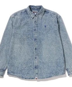 BAPE One Point Line Camo Jacquard Denim Shirt