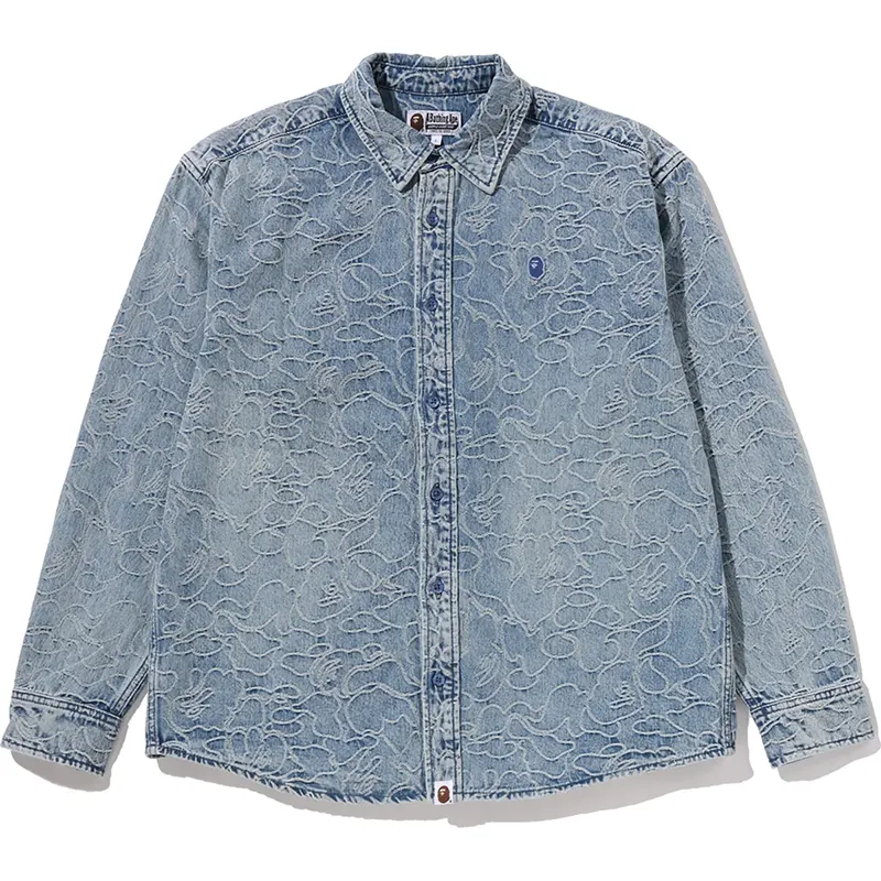BAPE One Point Line Camo Jacquard Denim Shirt