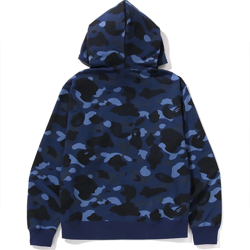 BAPE One Point Navy Color Camo Cropped Full Zip Hoodie - Image 2