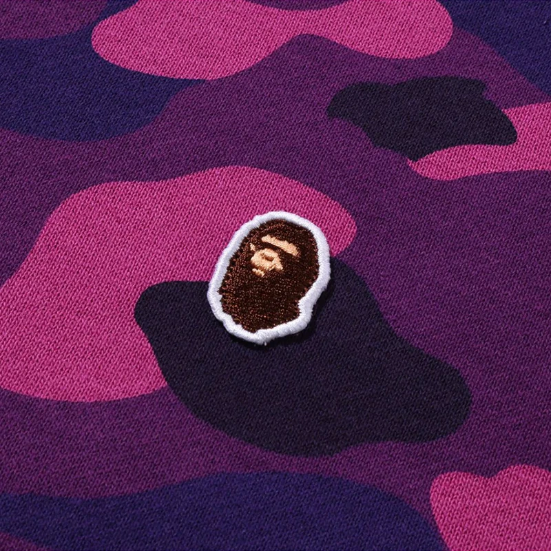 BAPE One Point Purple Color Camo Cropped Full Zip Hoodie - Image 3