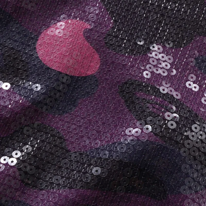 BAPE Purple Color Camo Ape Head Sequin Cropped Full Zip Hoodie - Image 3