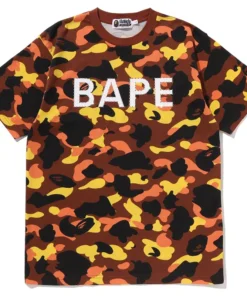 BAPE Orange 1st Camo Rhinestone Tee