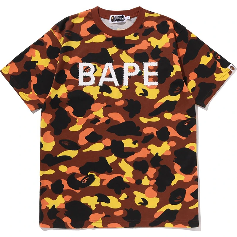 BAPE Orange 1st Camo Rhinestone Tee