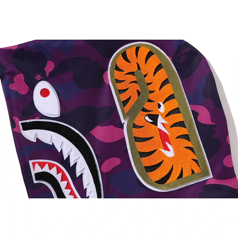 BAPE Purple Color Camo Shark Relaxed Fit Hoodie Track Jacket - Image 5
