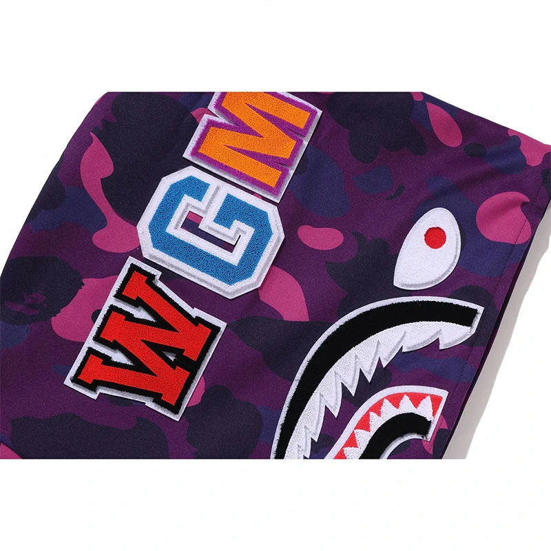 BAPE Purple Color Camo Shark Relaxed Fit Hoodie Track Jacket - Image 4
