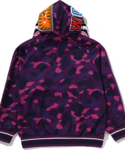 BAPE Purple Color Camo Shark Relaxed Fit Hoodie Track Jacket
