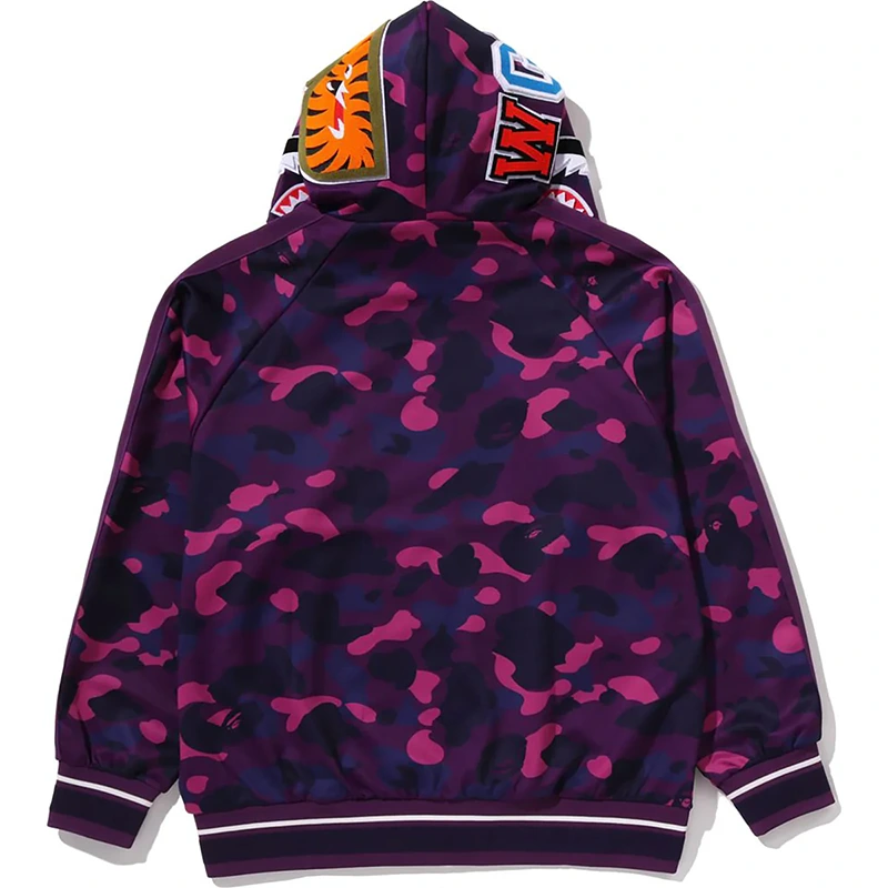 BAPE Purple Color Camo Shark Relaxed Fit Hoodie Track Jacket