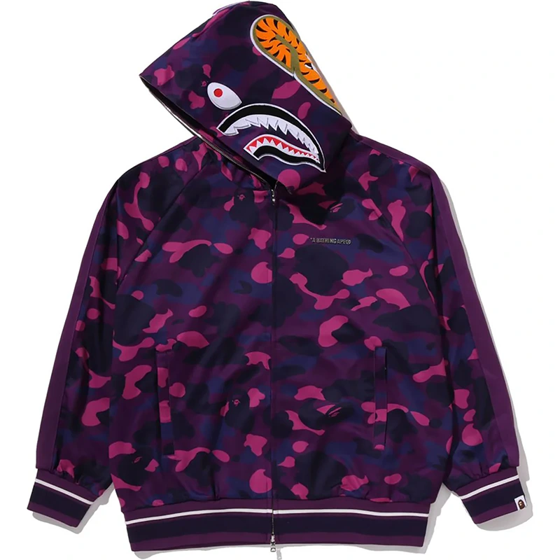 BAPE Purple Color Camo Shark Relaxed Fit Hoodie Track Jacket - Image 2