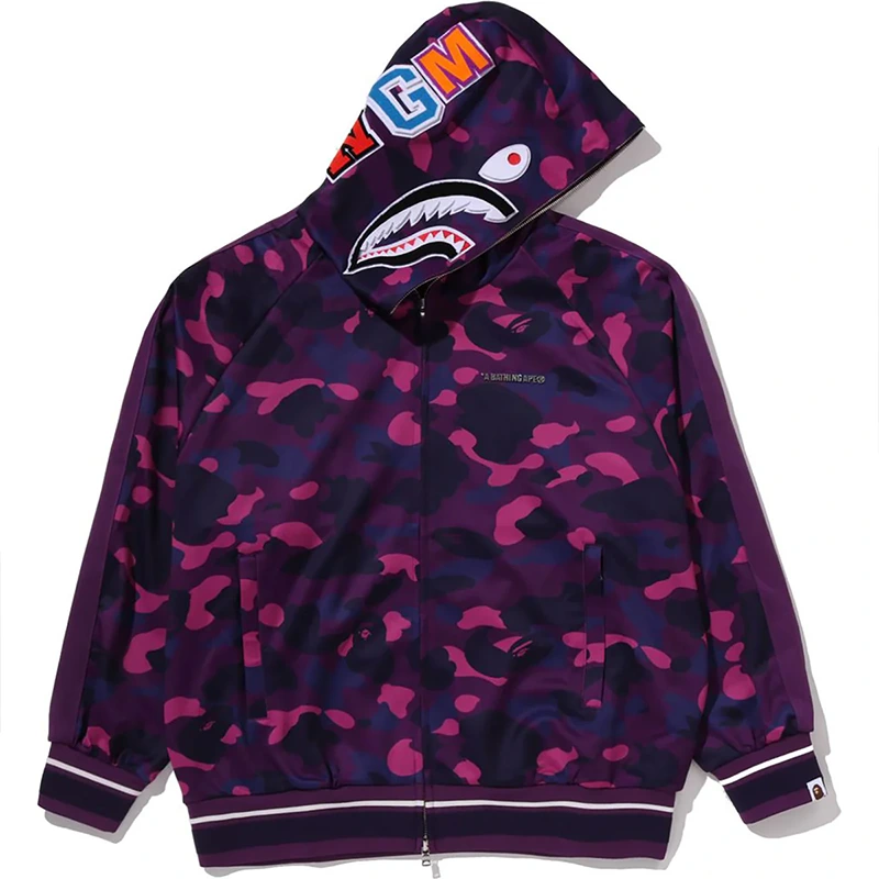 BAPE Purple Color Camo Shark Relaxed Fit Hoodie Track Jacket - Image 3