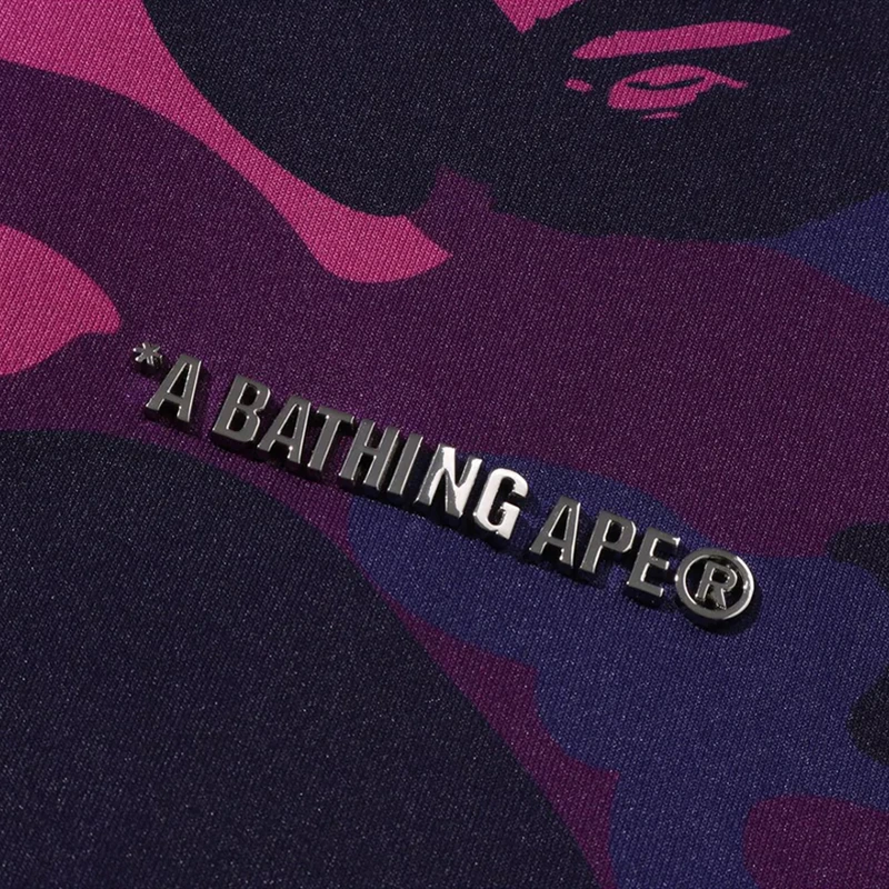 BAPE Purple Color Camo Shark Relaxed Fit Hoodie Track Jacket - Image 6