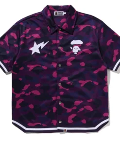 BAPE Purple Color Camo Warm Up Shirt