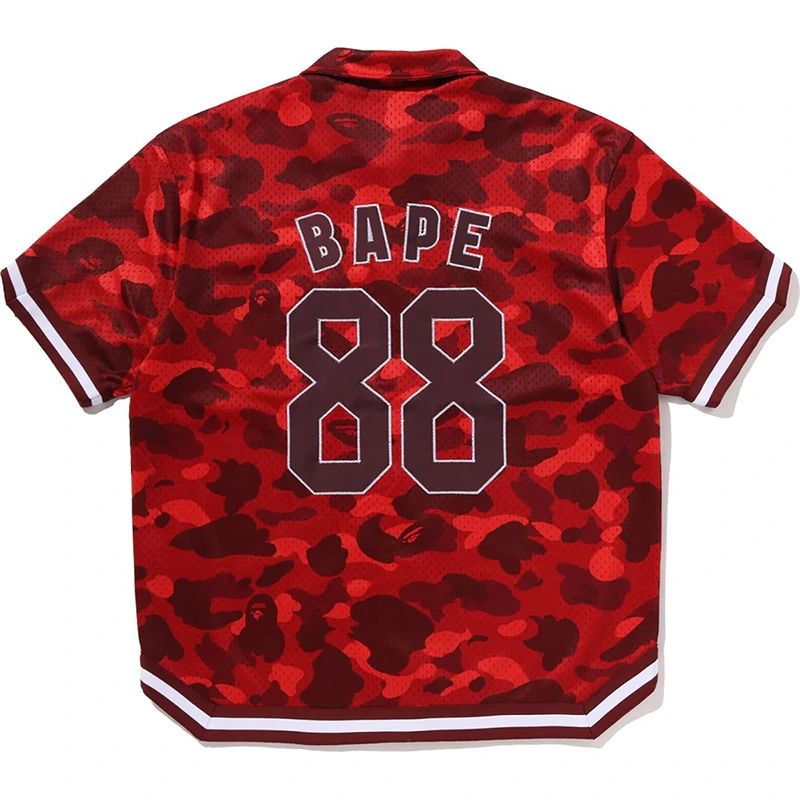 BAPE Red Color Camo Warm Up Shirt - Image 2
