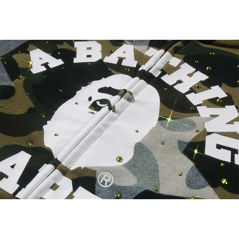 BAPE STA Over Print 1st Camo Crystal Stone College Full Zip Hoodie - Image 3