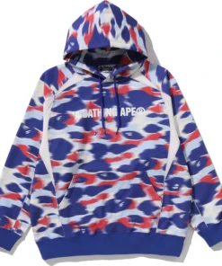 BAPE Screen Blue Camo Football Logo Relaxed Fit Pullover Hoodie