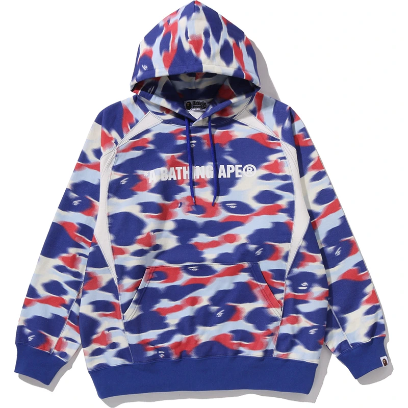 BAPE Screen Blue Camo Football Logo Relaxed Fit Pullover Hoodie