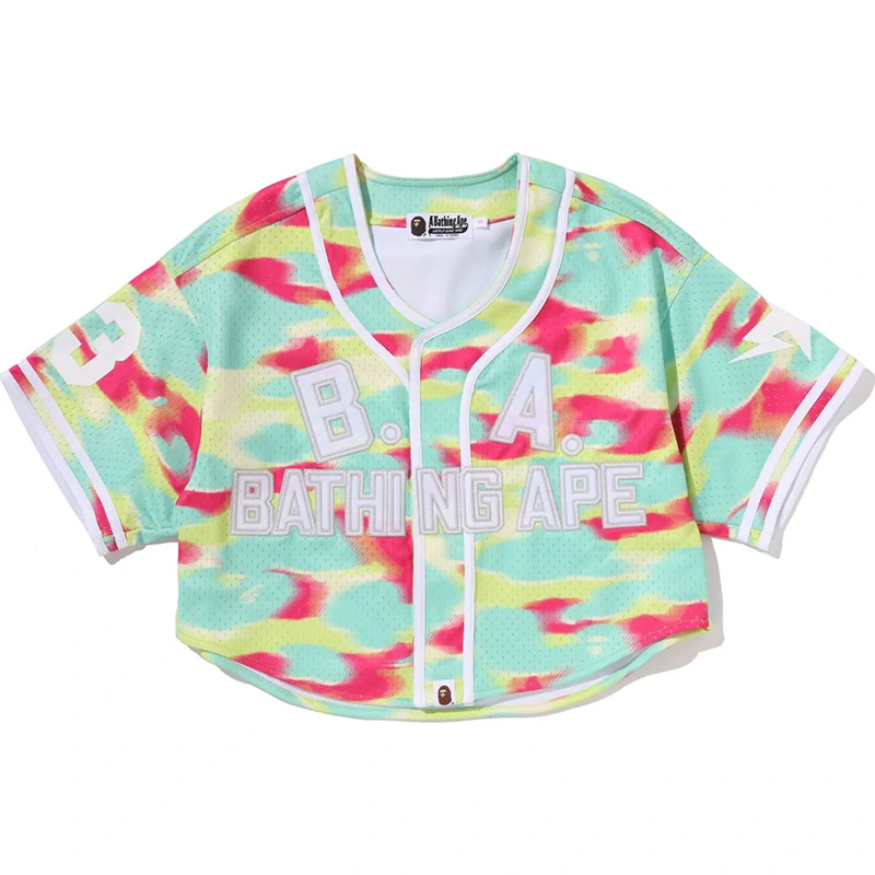 BAPE Screen Camo Multi Logo Baseball Shirt
