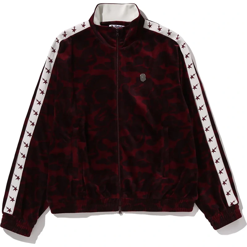 BAPE Solid Burgundy Camo Velour Metal One Point Relaxed Fit Track Jacket