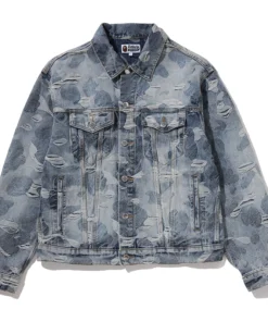 BAPE Solid Camo Jacquard Denim Trucker Jacket