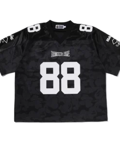 BAPE Solid Camo Multi Logo Relaxed Fit Football Jersey Tee