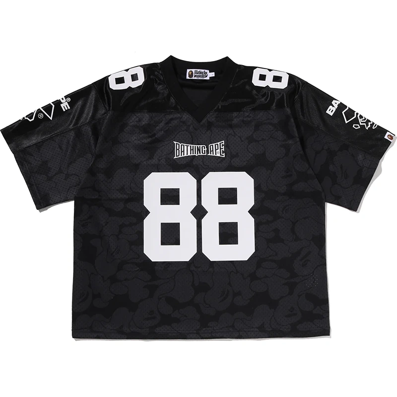 BAPE Solid Camo Multi Logo Relaxed Fit Football Jersey Tee