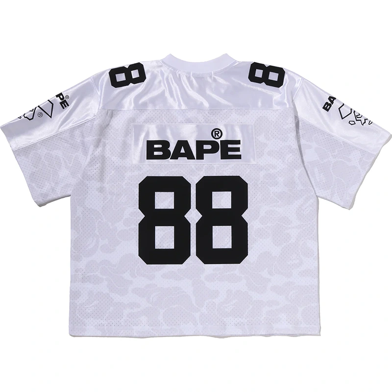 BAPE Solid White Camo Multi Logo Relaxed Fit Football Jersey Tee - Image 2