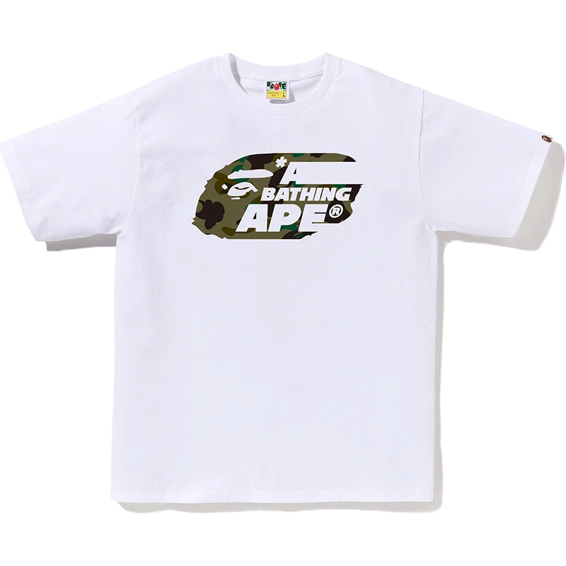 BAPE White 1st Camo Moving Ape Head Tee