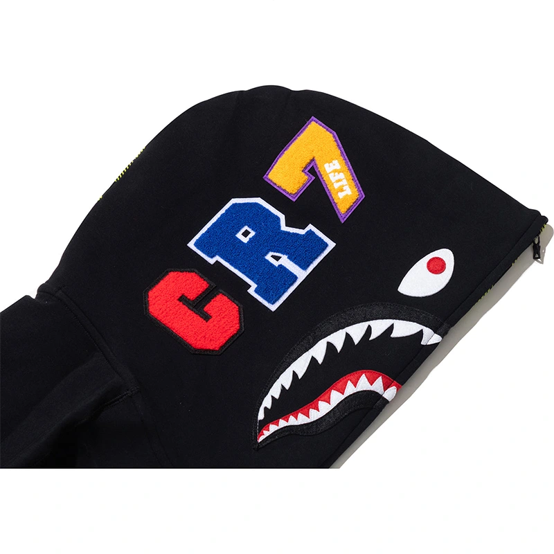 BAPE X CR7 Black Life Logo Relaxed Fit Shark Full Zip Hoodie - Image 5
