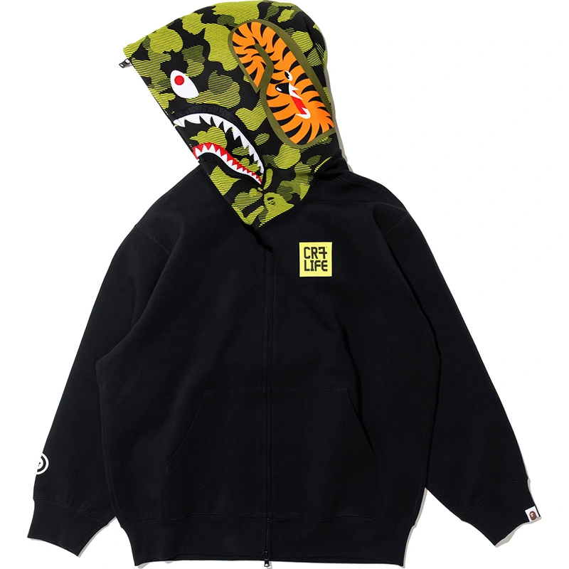 BAPE X CR7 Black Life Logo Relaxed Fit Shark Full Zip Hoodie - Image 3