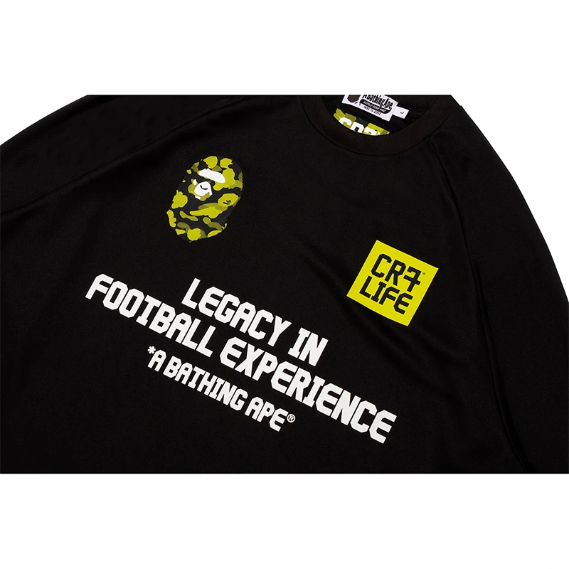 BAPE X CR7 Black Life Multi Logo Poly Relaxed Fit Football Jersey - Image 3