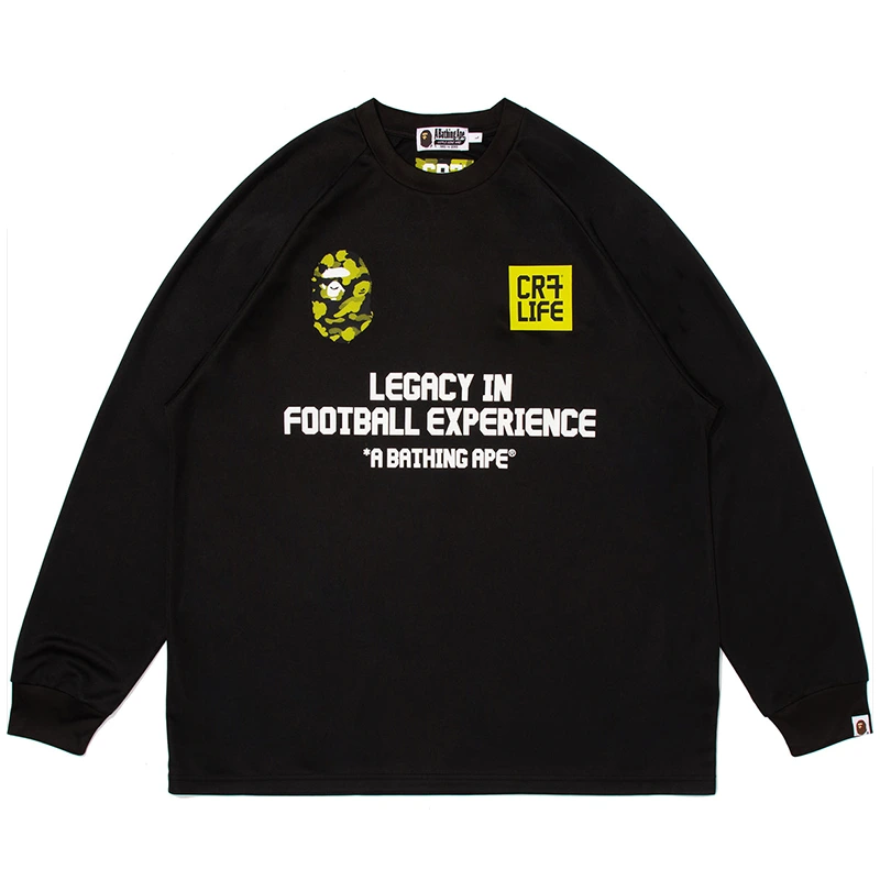 BAPE X CR7 Black Life Multi Logo Poly Relaxed Fit Football Jersey