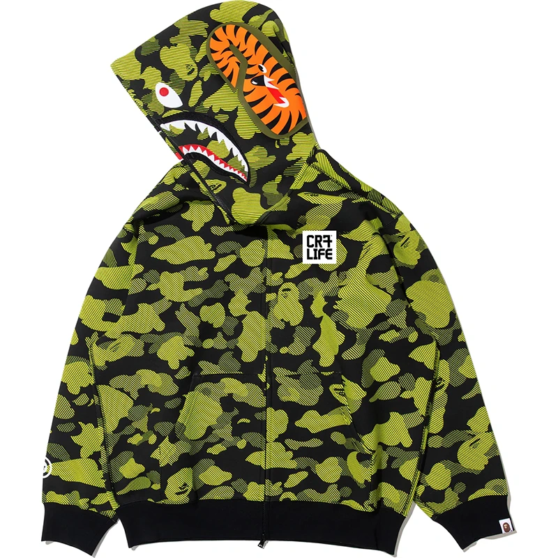 BAPE X CR7 Life Logo Relaxed Fit Shark Full Zip Hoodie - Image 3