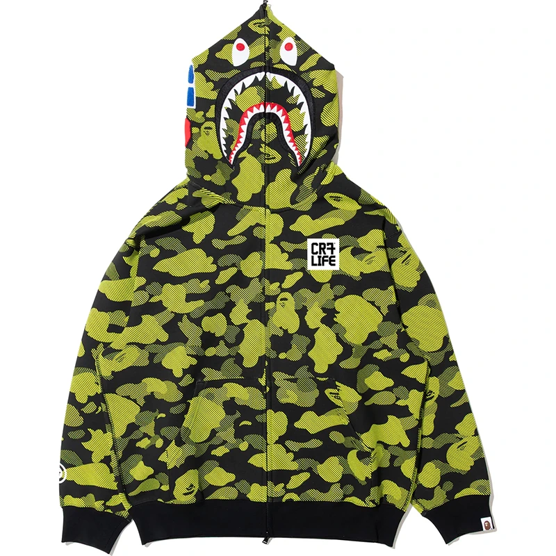 BAPE X CR7 Life Logo Relaxed Fit Shark Full Zip Hoodie