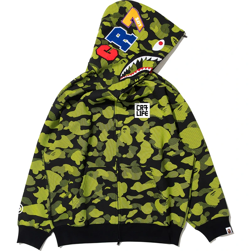 BAPE X CR7 Life Logo Relaxed Fit Shark Full Zip Hoodie - Image 4