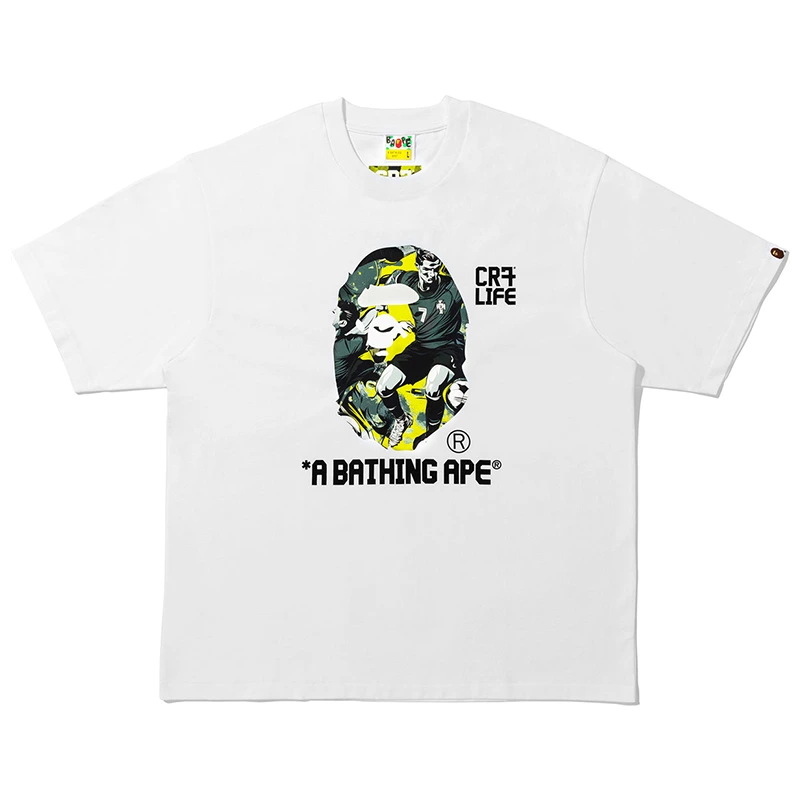 BAPE X CR7 White Life Graphic A Bathing Ape Relaxed Fit Tee