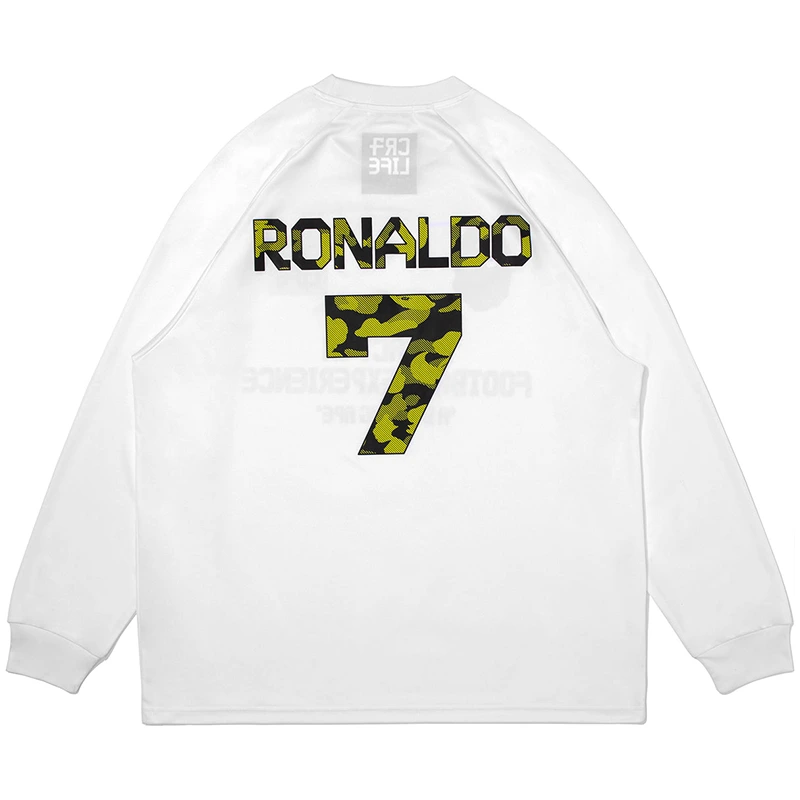 BAPE X CR7 White Life Multi Logo Poly Relaxed Fit Football Jersey - Image 2