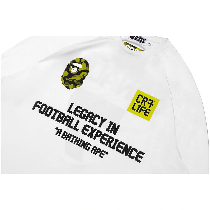 BAPE X CR7 White Life Multi Logo Poly Relaxed Fit Football Jersey - Image 3