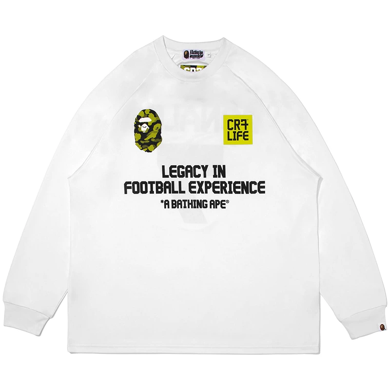 BAPE X CR7 White Life Multi Logo Poly Relaxed Fit Football Jersey