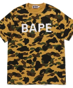 BAPE Yellow 1st Camo Rhinestone Tee