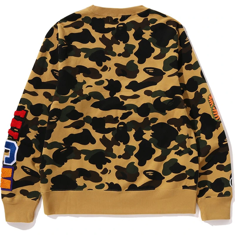 BAPE Yellow Mens 1st Camo Shark Crewneck Sweatshirt - Image 2