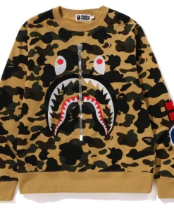 BAPE Yellow Mens 1st Camo Shark Crewneck Sweatshirt